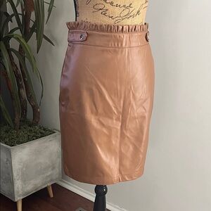 SHEIN Brown Leather Pencil Skirt